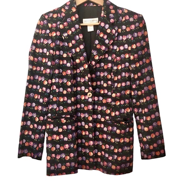 Saks Fifth Avenue Collection blazer cotton floral pockets lined - Picture 6 of 7